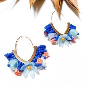 Free People Blue and Gold Beaded Earrings